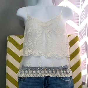 American Eagle tank top, sheer ivory, size Med